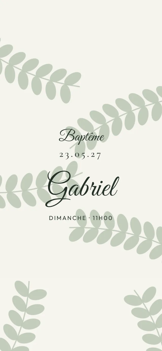 Invitation de baptême ouverte : Gabriel, au jardin